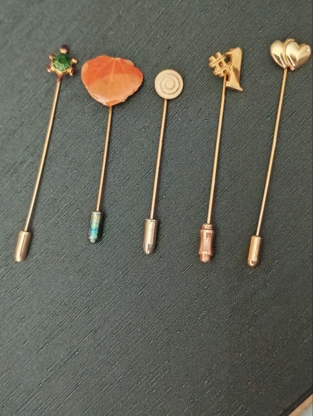 Vintage Gold Tone  Stick Hat Pins - Women's Hat Accessory, Bronze Tones
